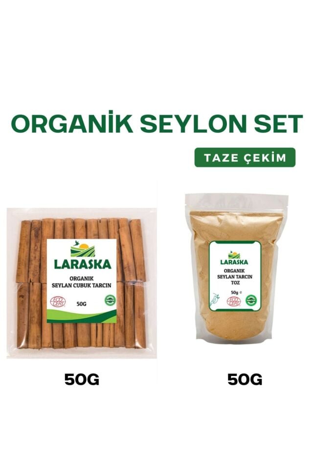 Organik Seylan- Organik Seylon Çubuk Tarçın 50g & Organik Seylon Toz Tarçın 50g Set