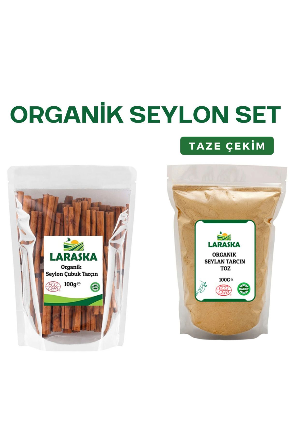 Organik Seylan-Organik Seylon Çubuk Tarçın 100g & Organik Seylon Toz Tarçın 100g Set
