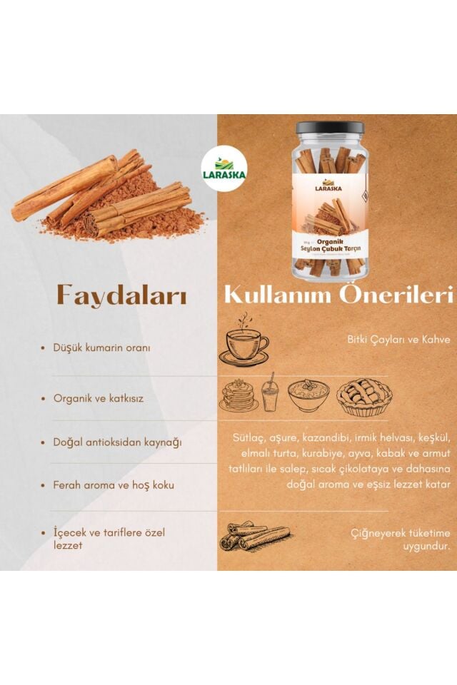 Organik Seylon Çubuk Tarçın 20g Ceylon Cinnamon Sticks Quills