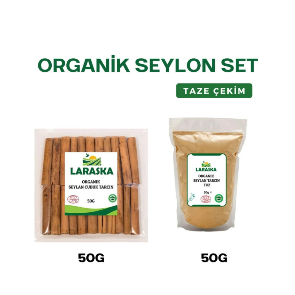 Organik Seylan- Organik Seylon Çubuk Tarçın 50g & Organik Seylon Toz Tarçın 50g Set