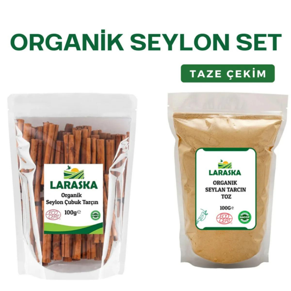 Organik Seylan-Organik Seylon Çubuk Tarçın 100g & Organik Seylon Toz Tarçın 100g Set