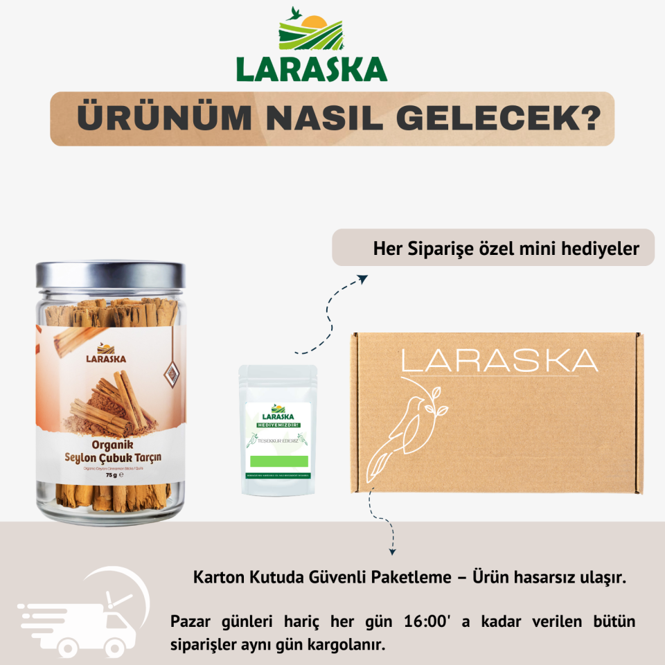 Organik Seylon - Seylan Çubuk Tarçın 75g- Organic Ceylon Cinnamon Sticks 75g Cam