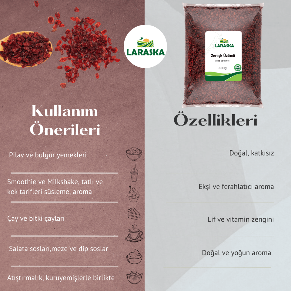 Kuru Zereşk (BARBERRİES) 500g Iran Üzümü Zereshk - Zeriş Üzümü
