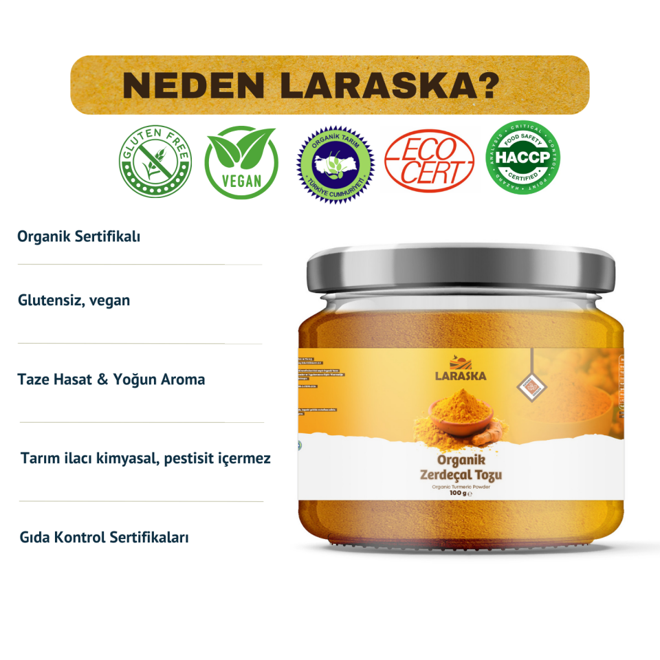 Organik Toz Zerdeçal- Organic Turmeric Powder - Turmeric Ground 100g