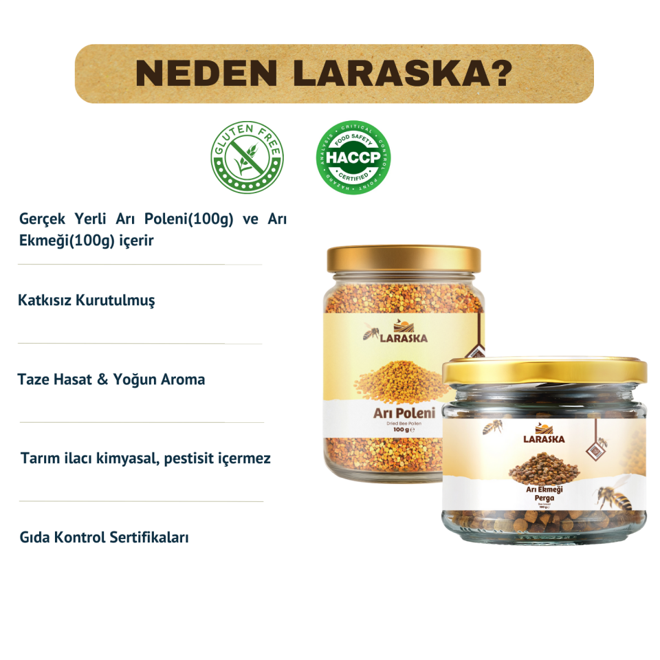 Arı Poleni 100g & Arı Ekmeği 100g Set Kuru -Laraska Avantajlı Setler