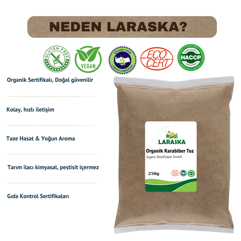 Organik Karabiber Toz 250g Organic Black Pepper Ground