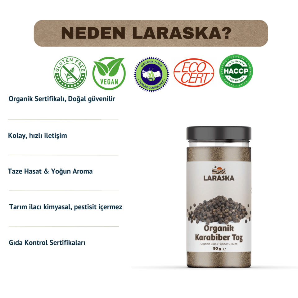 Organik Karabiber Toz 50g Organic Black Pepper Ground
