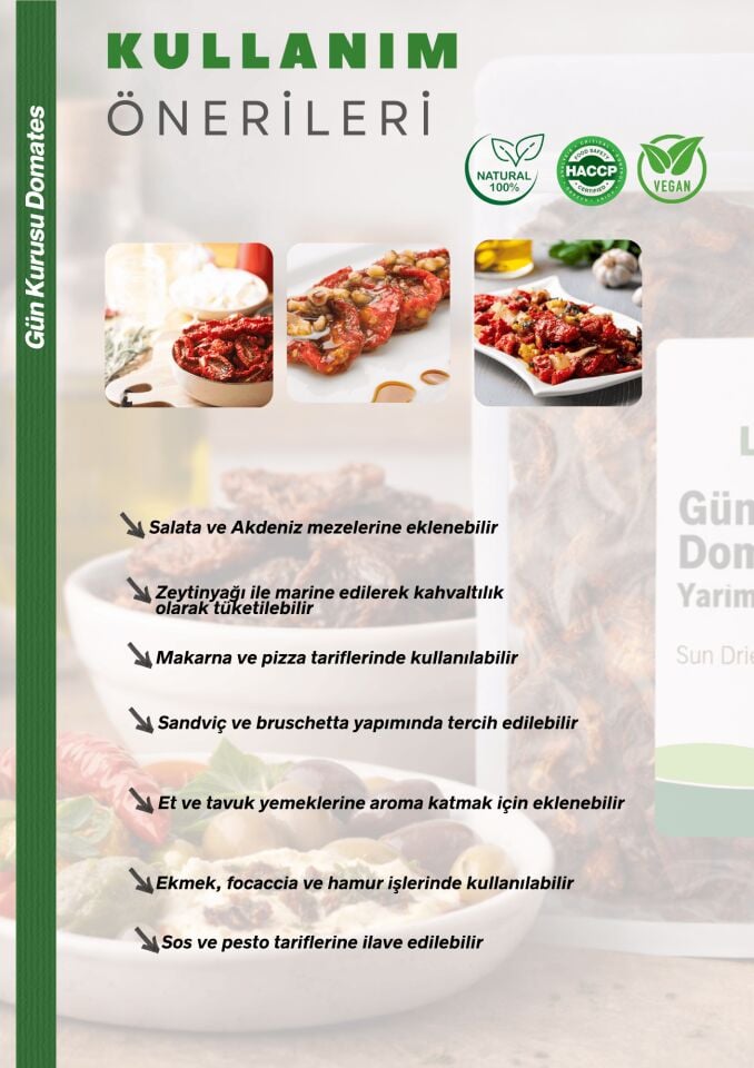 Güneşte Kurutulmuş Domates Yarım Kesim 250g Sun Dried Tomatoes Halves