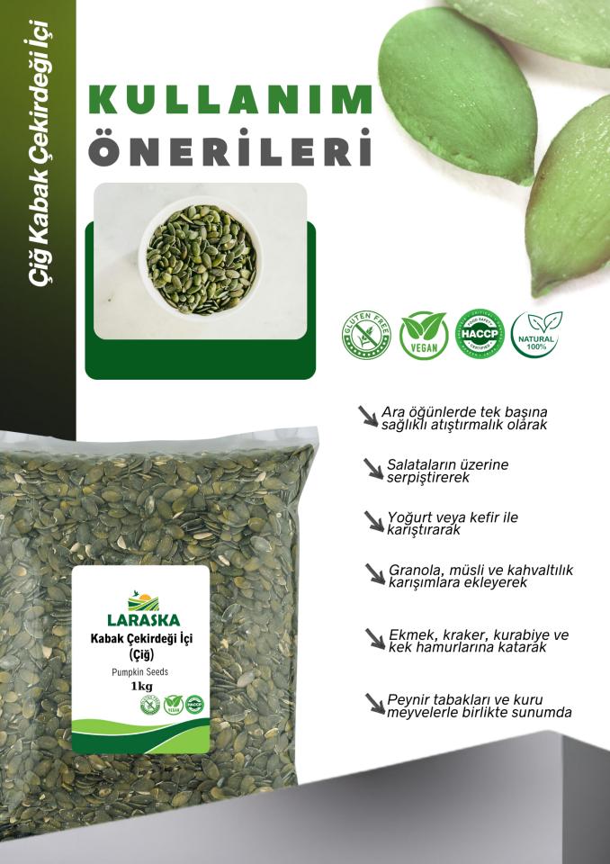 Kabak Çekirdeği İçi Çiğ 1kg- Raw Pumpkin Seeds