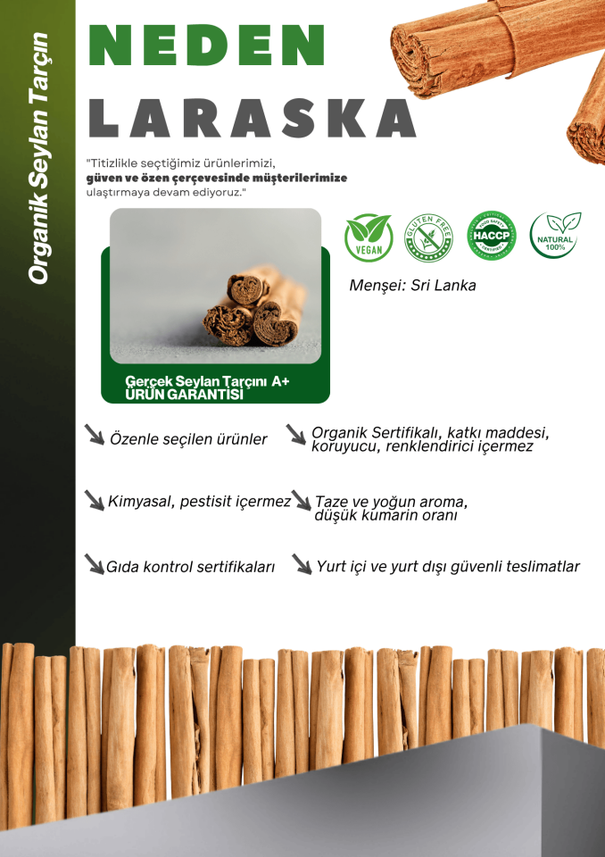 Organik Seylon - Seylan Çubuk Tarçın 100g - Organic Ceylon Cinnamon Sticks