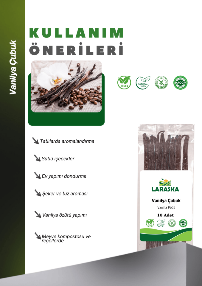 Vanilya Çubuk 10 Adet Doğal Gerçek Vanilya - Vanilla Pods 10qty