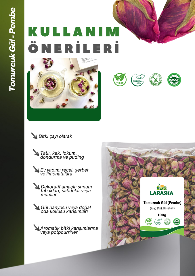Tomurcuk Gül -kuru Gül Goncası (GÜL ÇAYI) - Pembe 100g-dried Rose Buds
