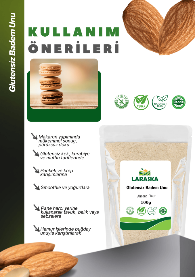Glutensiz Badem Unu 100g- Almond Flour Gluten Free Vegan