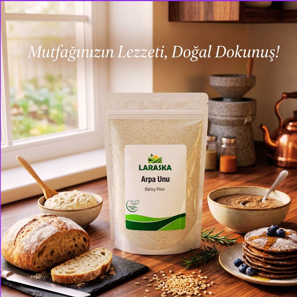 Arpa Unu 2kg Taş Değirmen Barley Flour Düşük Glisemik İndeksli Yüksek Lifli Doypack Kilitli Paket