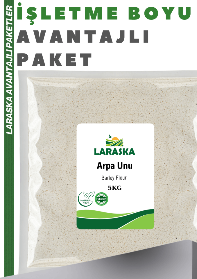 Arpa Unu 5kg Taş Değirmen Barley Flour Düşük Glisemik İndeksli Yüksek Lifli Doypack Kilitli Paket