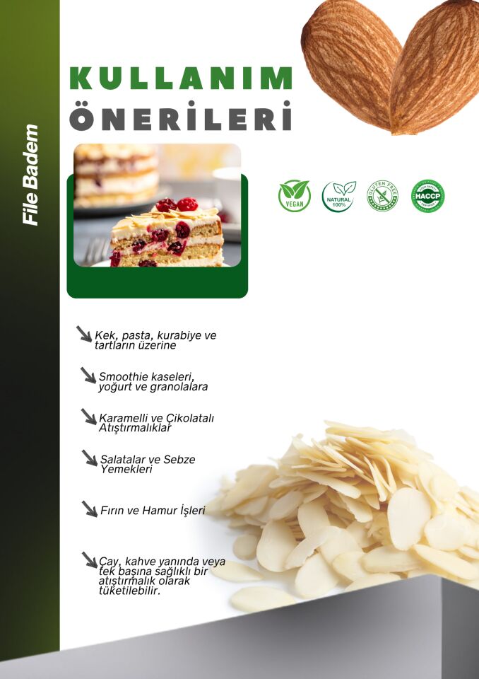 File Badem 500g Almond Flakes Taze Yeni Mahsül