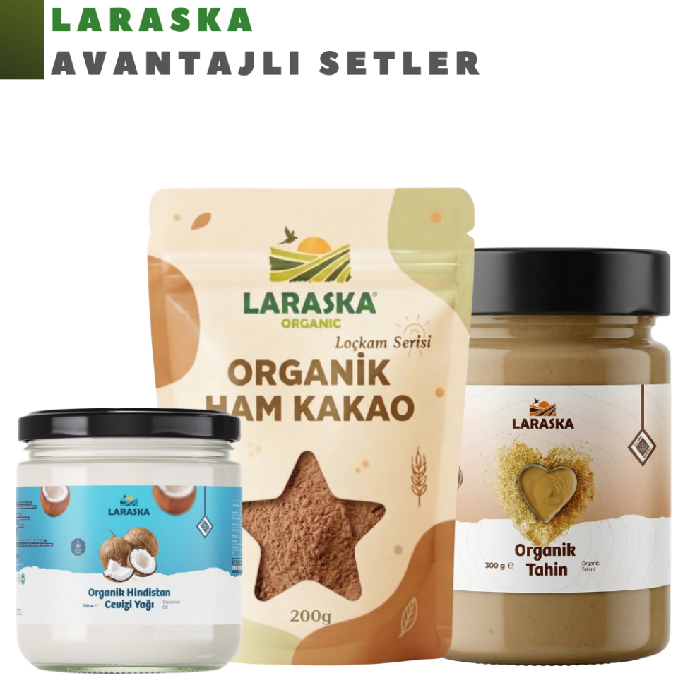 Organik Çikolata Yapım Kiti Organik Ham Kakao Tozu 200g Organik Tahin 300g Organik Hindistan Cevizi Yağı 150ml