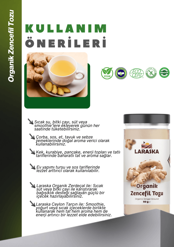 Organik Zencefil Tozu 50g - Ginger Powder Certified Organic