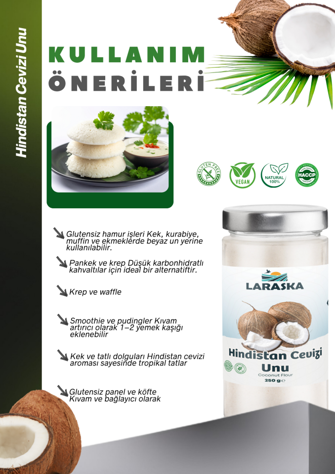 Glutensiz  Hindistan Cevizi Unu 250g - Coconut Flour