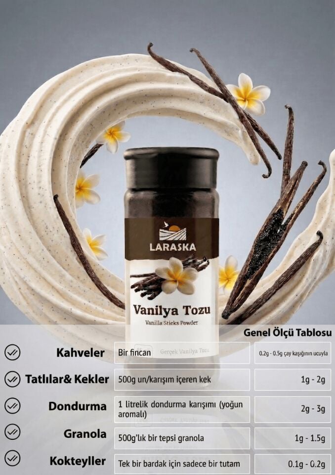Saf Vanilya Toz 160g (40gx4) Gerçek Vanilya Tozu Vanilla Sticks Ground İşletme Boyu Avantajlı Paket