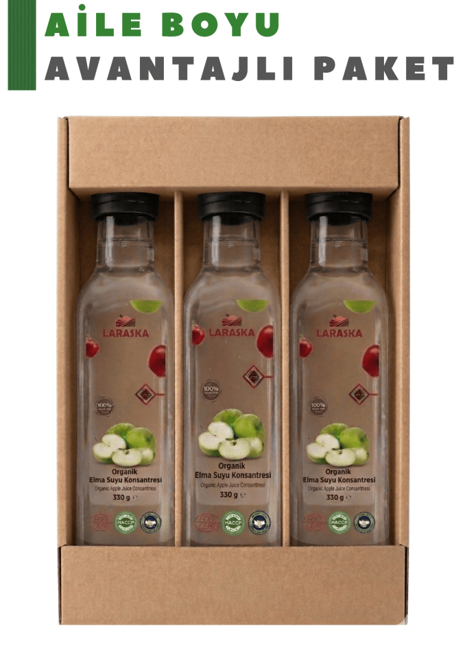 Organik Elma Suyu Konsanteresi 330g x 3 Aile Boyu Avantajlı Paket
