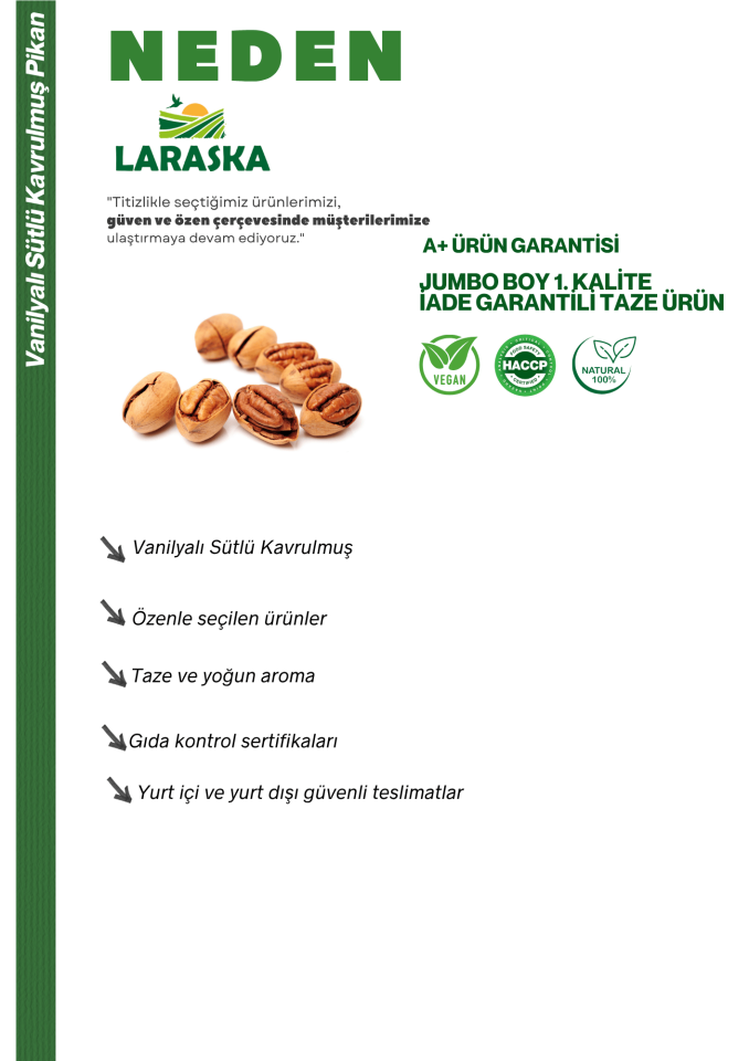 Kabuklu Pikan Cevizi 100g Vanilyalı Sütlü Kavrulmuş