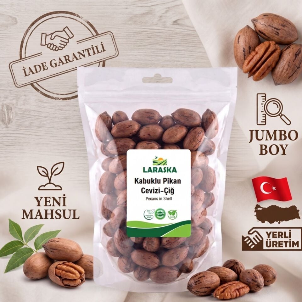 Kabuklu Pikan Cevizi Çiğ 250g Katkı Maddesiz - Pecans in Shell Yerli Büyük Boy
