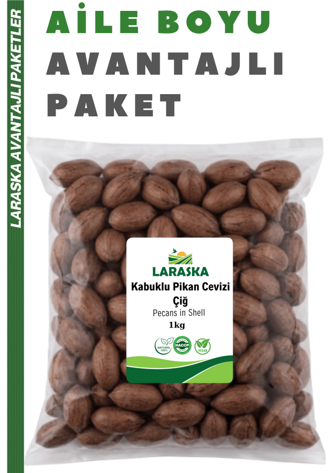 Kabuklu Pikan Cevizi Çiğ 1kg Katkı Maddesiz Yerli Büyük Boy - Pecans in Shell Aile Boyu Avantajlı Paket