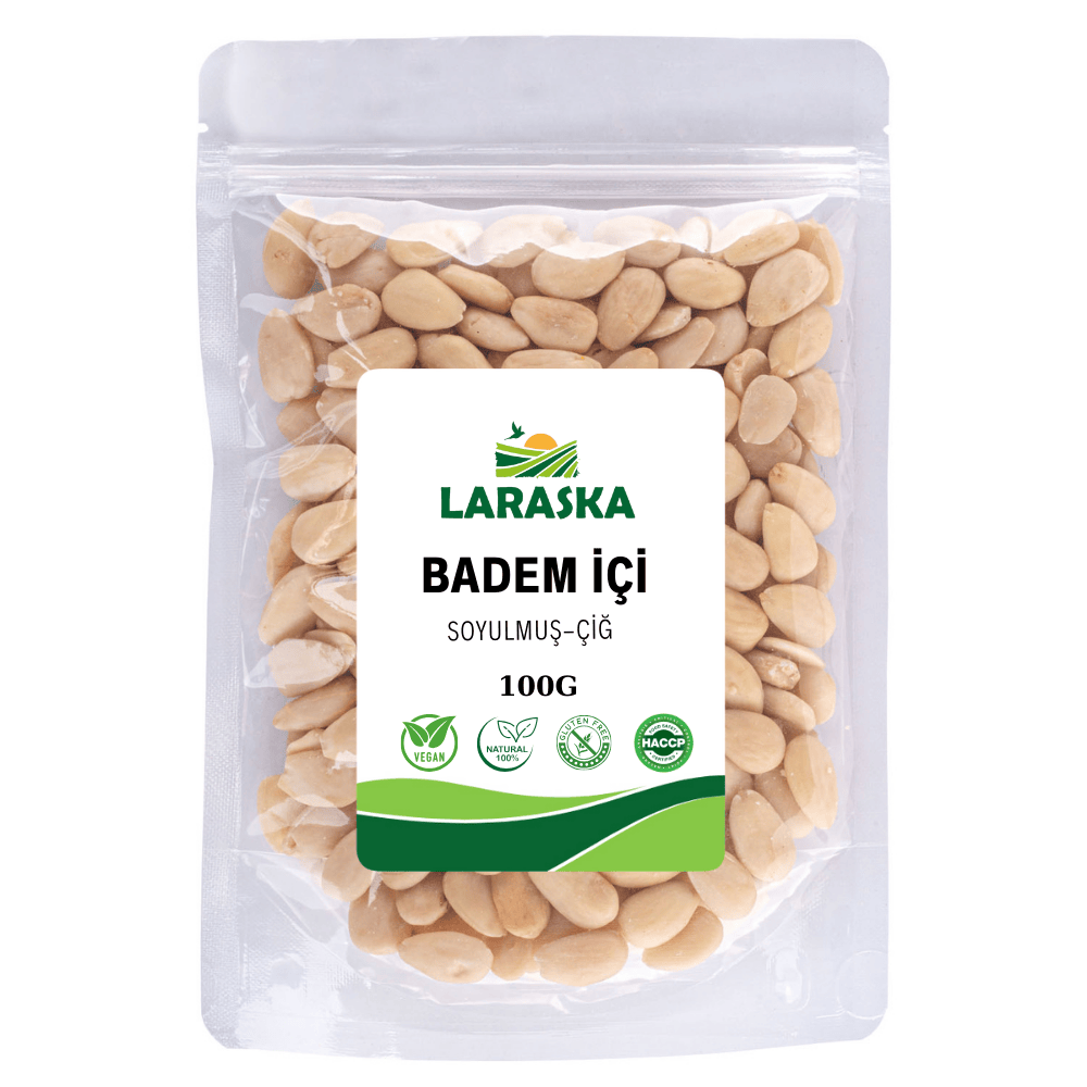 Badem İçi Soyulmuş Çiğ 100g - Blanched Almonds Raw