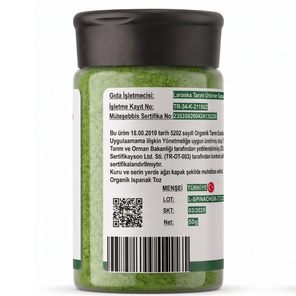 Organik Ispanak Tozu 50g Organic Spinach Powder