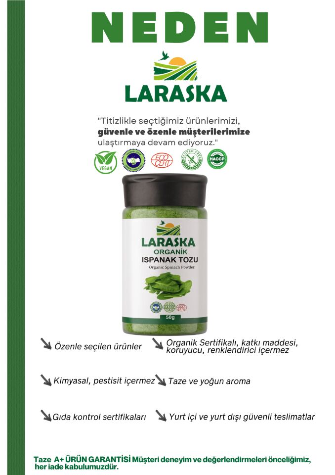 Organik Ispanak Tozu 250g Organic Spinach Powder