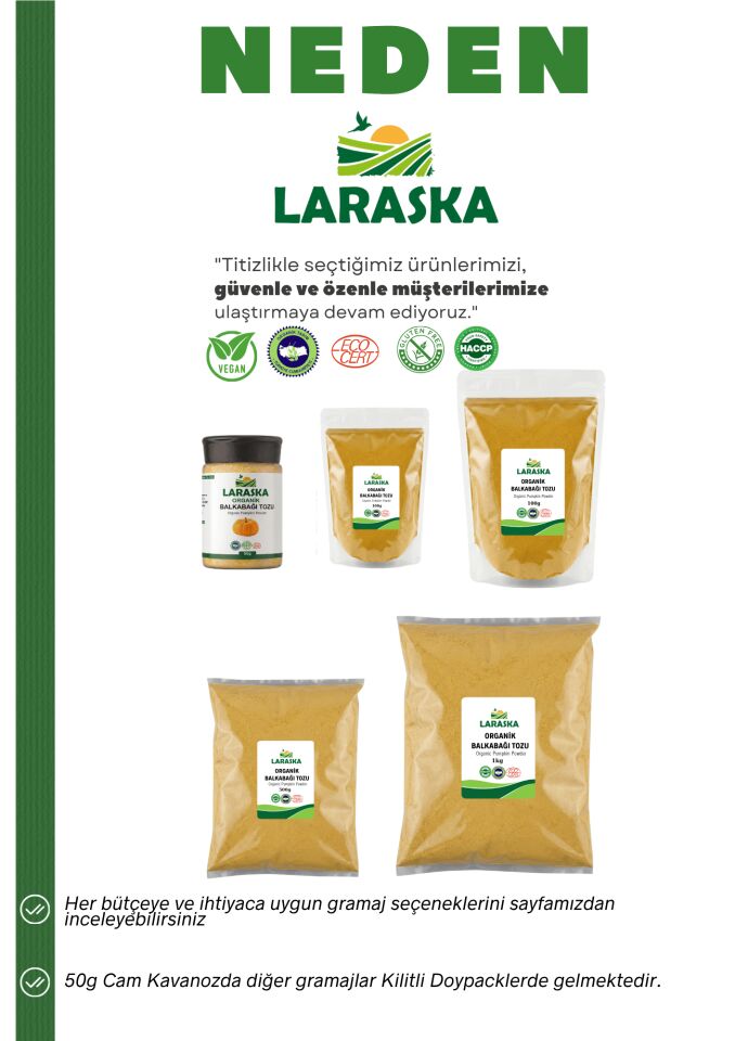 Organik BalkabağıTozu 500g Organic Pumpkin Powder